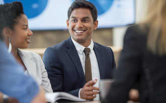   Man speaking during a meeting