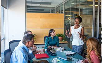 Woman Leading a Meeting