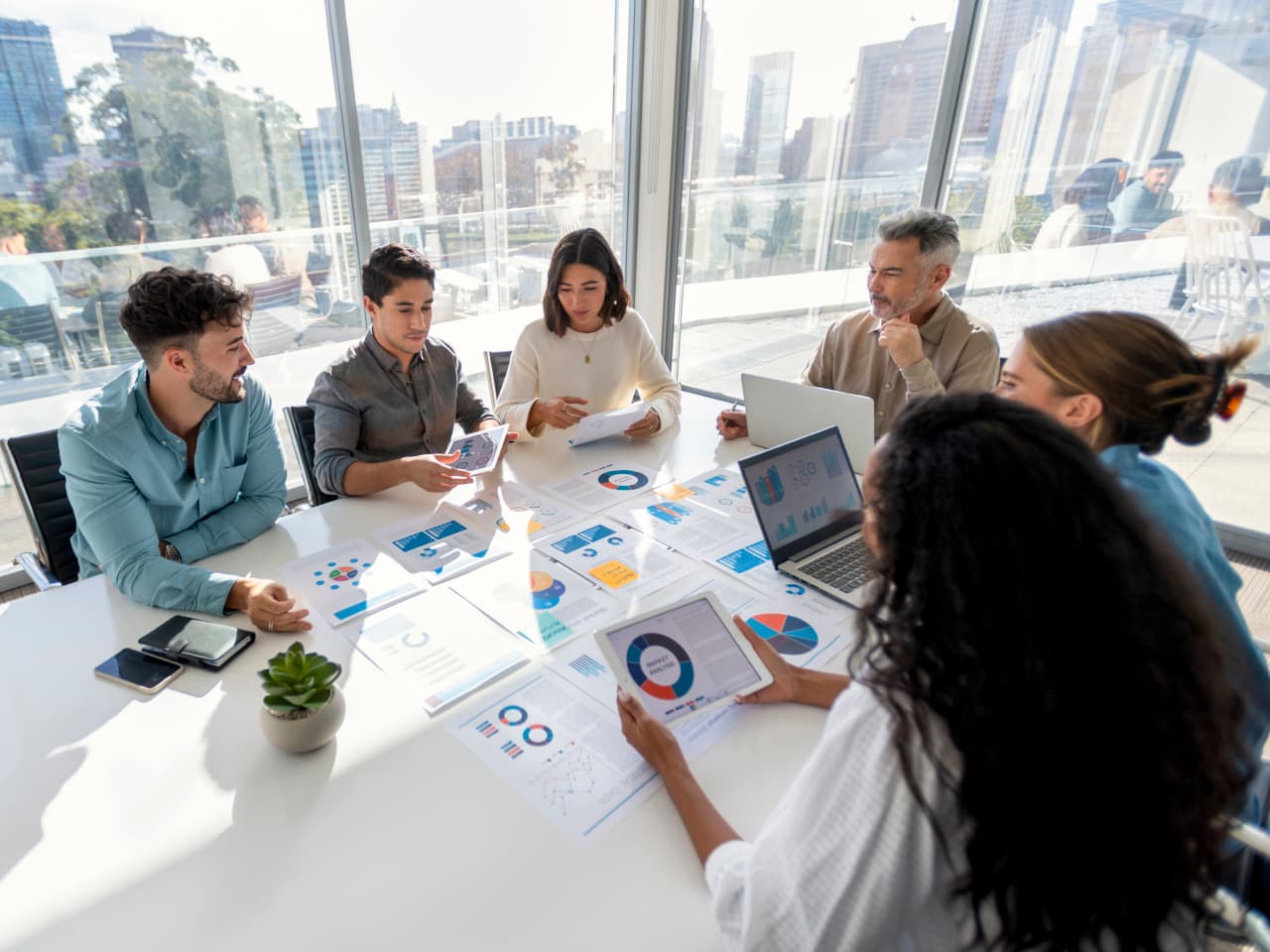 A group of people having a meeting