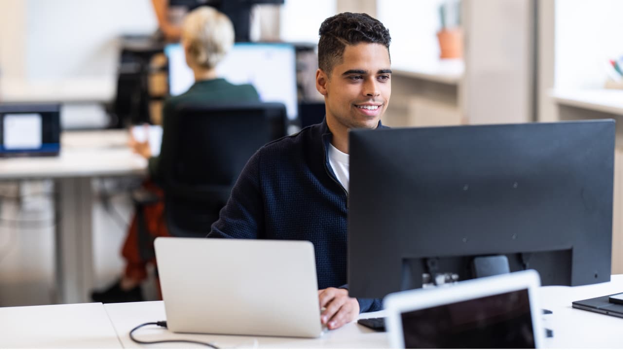 Man working on a computer