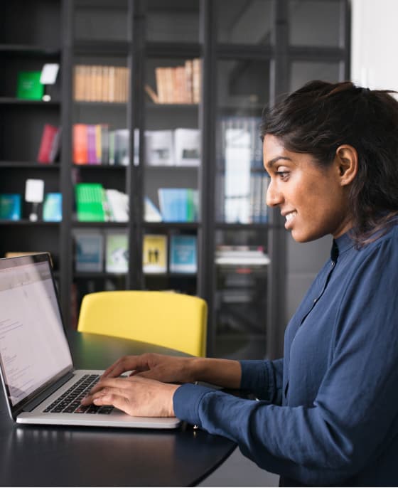 Woman working on laptop