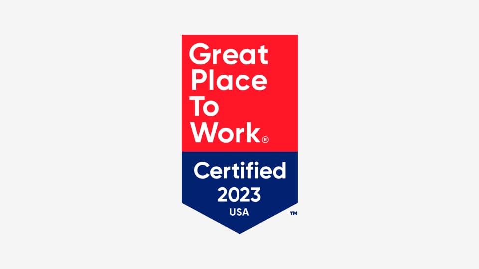 Blue and red logo for GPTW Award