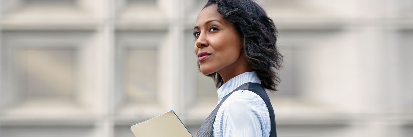 Woman looking confidently forward