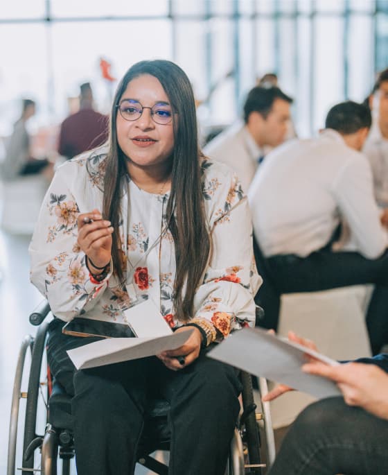 A woman taking notes